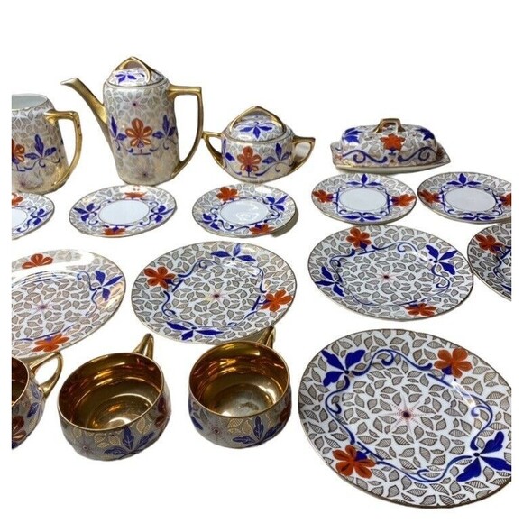 G&H Czechoslovakia Vienna Style Porcelain Demitasse Dinner Coffee Tea Set - Picture 11 of 12